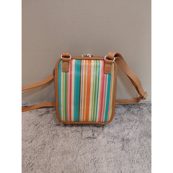 Fossil Multicolor Striped Genuine Leather Crossbody Bag Zip Around Organizer - Picture 5 of 15
